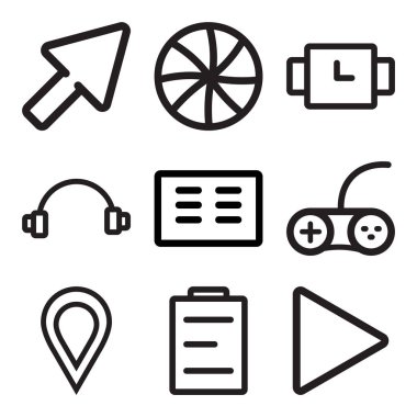 9 set ileri, takvim, yer tutucu gibi basit düzenlenebilir simgeleri