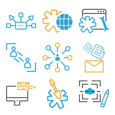 9 set grafik de, ayarları, dizüstü bilgisayar gibi basit düzenlenebilir simgeleri