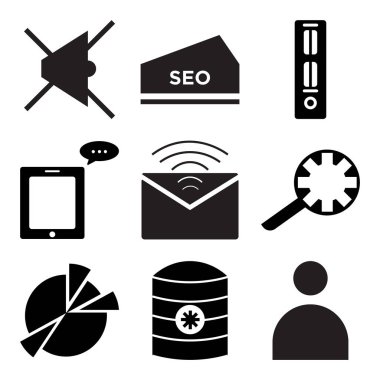 9 set Kullanıcı, sunucu verilerini ayarlama, pasta grafiği gibi basit düzenlenebilir simgeleri