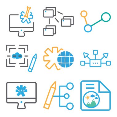 9 set basit düzenlenebilir simgeler gibi görüntü, monitör