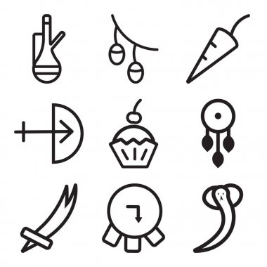 9 set yılan, varil, kılıç gibi basit düzenlenebilir simgeleri