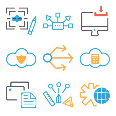 9 set basit düzenlenebilir simgeler gibi ayarı, pano