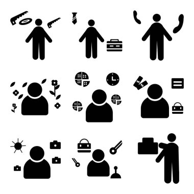 9 set hareket ettirmek, Konsiyerj, fotoğrafçı gibi basit düzenlenebilir simgeleri