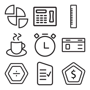 9 set kalkan, liste, yüzde gibi basit düzenlenebilir simgeleri