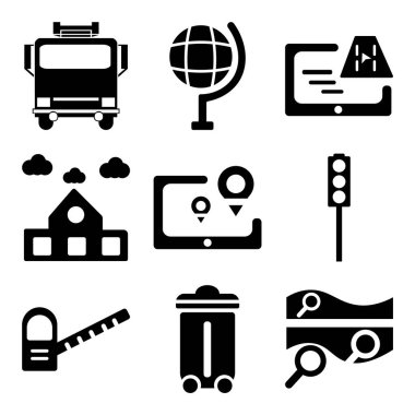 9 set basit düzenlenebilir gibi simgeleri göster, geri dönüşüm, paralı yol