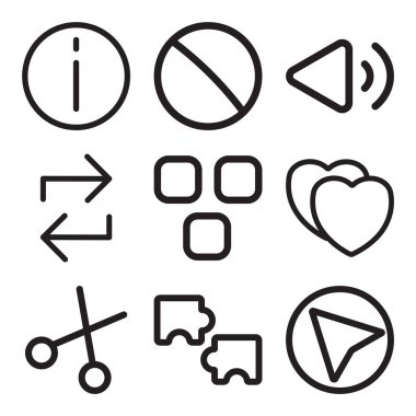 9 set basit düzenlenebilir simgeler imleç, bulmaca, Cut