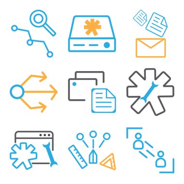 9 set basit düzenlenebilir simgeler gibi kullanıcılar, tarayıcı