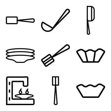 9 set kalıp, fırça, kahve makinesi gibi basit düzenlenebilir simgeleri