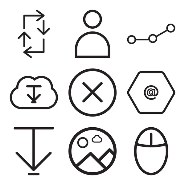 Set di 9 semplici icone modificabili come mouse, immagine, freccia giù — Vettoriale Stock