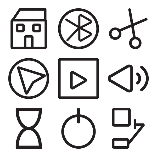Set Dari 9 ikon yang dapat disunting sederhana seperti Bell, Power, Hourglass - Stok Vektor