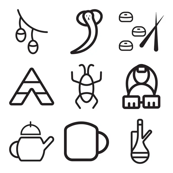 Set von 9 einfach editierbaren Symbolen wie Tee, Sake, Tee — Stockvektor