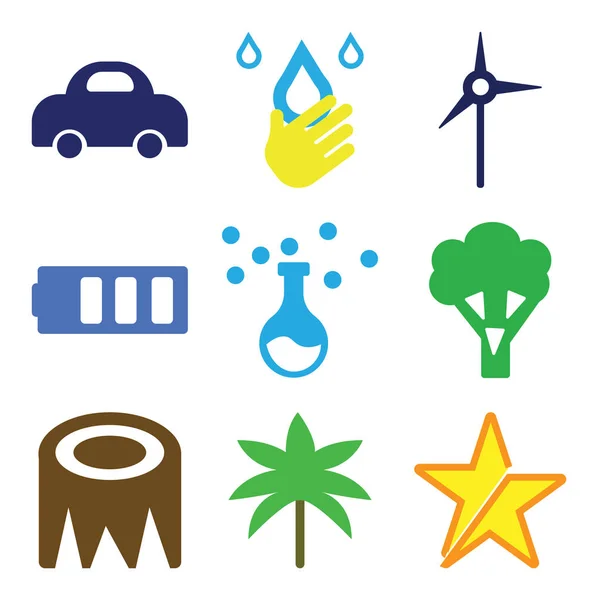 Conjunto de 9 iconos editables simples como estrella, dos palmeras, muñón — Vector de stock