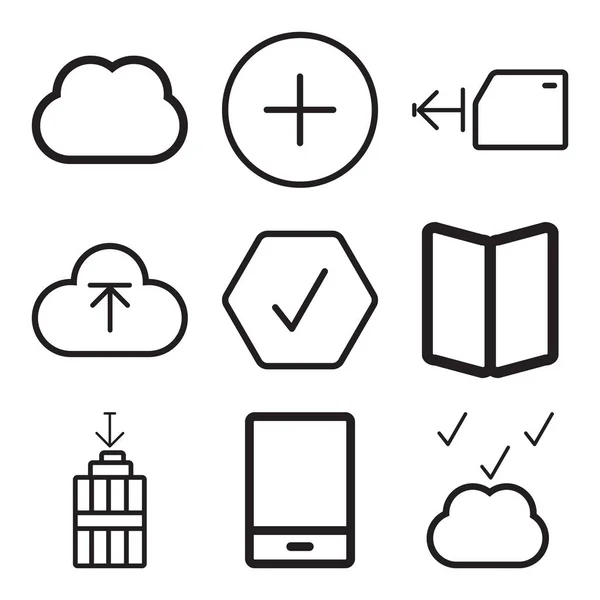 Набор из 9 простых редактируемых значков, таких как Облачные вычисления, Телефон, Мусор — стоковый вектор
