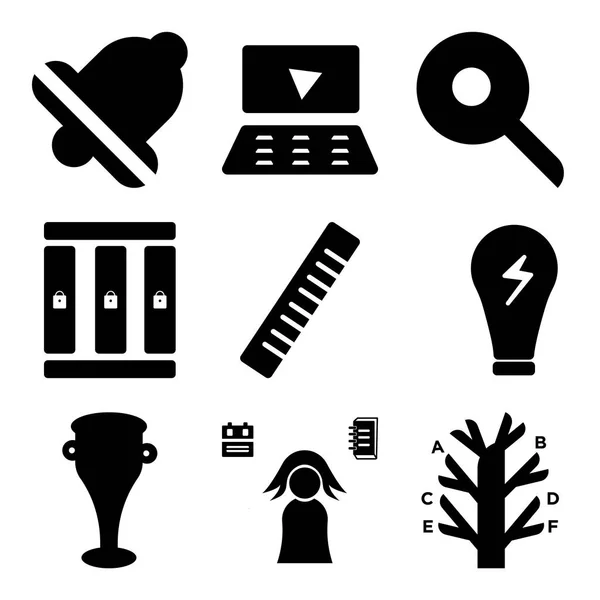 Conjunto de 9 iconos editables simples como alfabeto, estudiante, trofeo — Vector de stock