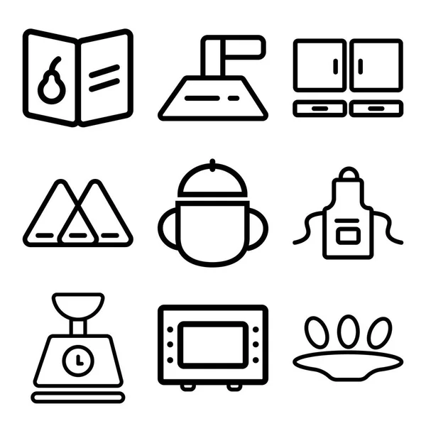 Набор из 9 простых редактируемых значков, таких как Яйца, Микроволновая печь, Масштаб — стоковый вектор
