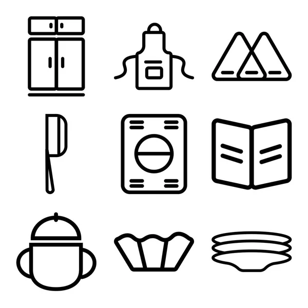 Conjunto de 9 iconos editables simples, tales como platos, Magdalena, Cuenco — Vector de stock