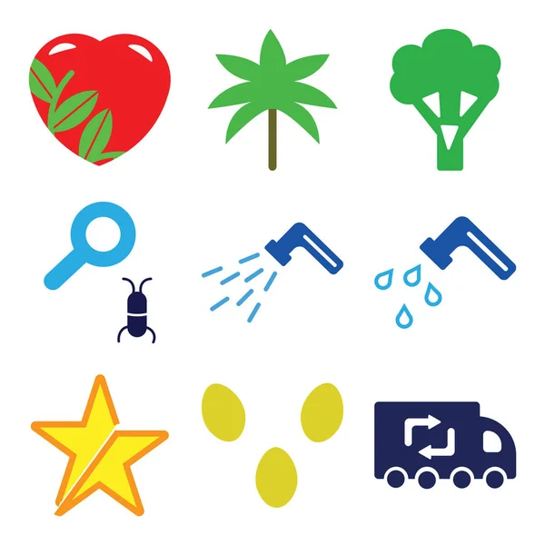 Ustaw z 9 prostych ikon edycji takich jak Recykling samochodów ciężarowych, dwa jajka, Star — Wektor stockowy