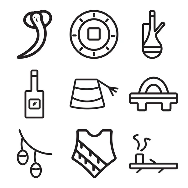 Set Of 9 simple editable icons such as Pipe, Poncho, Olives — Stock Vector