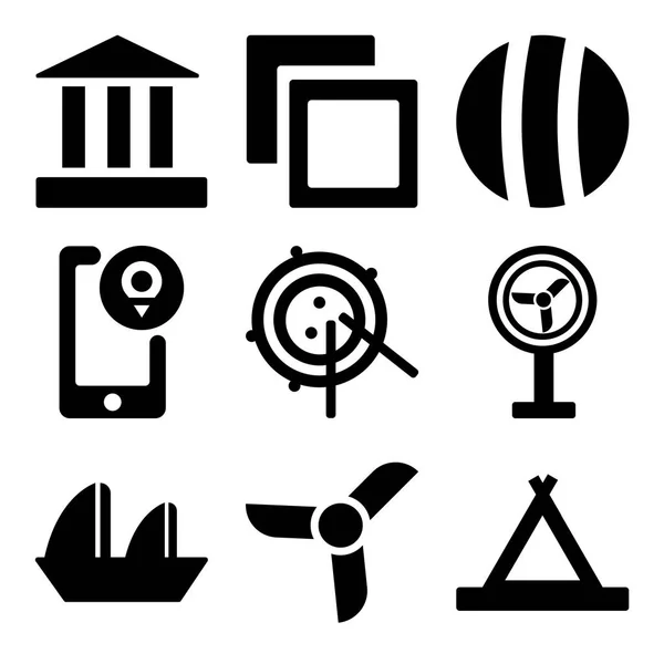 Conjunto de 9 iconos editables simples, tales como tienda de campaña, hélice grande, Velero Vela — Vector de stock