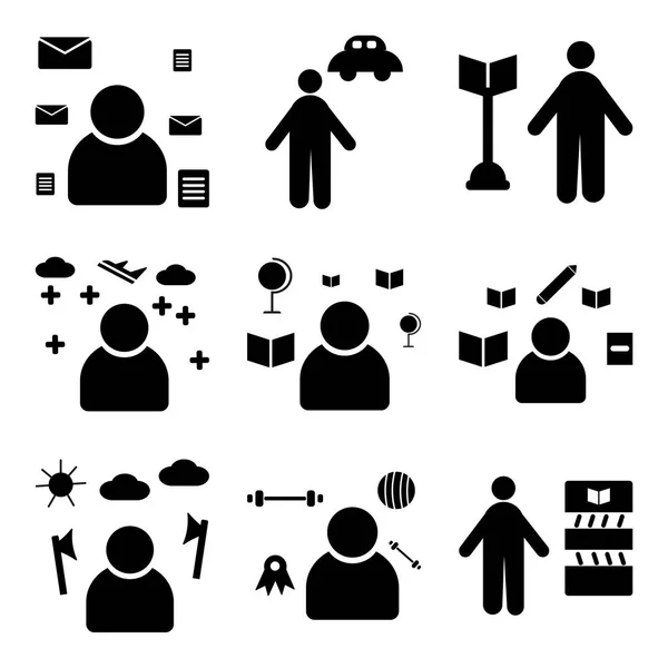 Conjunto de 9 ícones editáveis simples, como Bibliotecário, Atleta, Lumberjack — Vetor de Stock