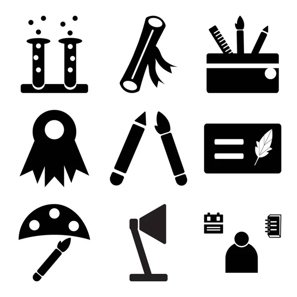 Set de 9 iconos editables simples como Estudiante, Lámpara de escritorio, Acuarela — Vector de stock
