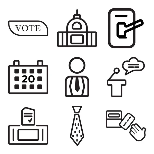 9 set oy, kravat, oy gibi basit düzenlenebilir simgeleri — Stok Vektör