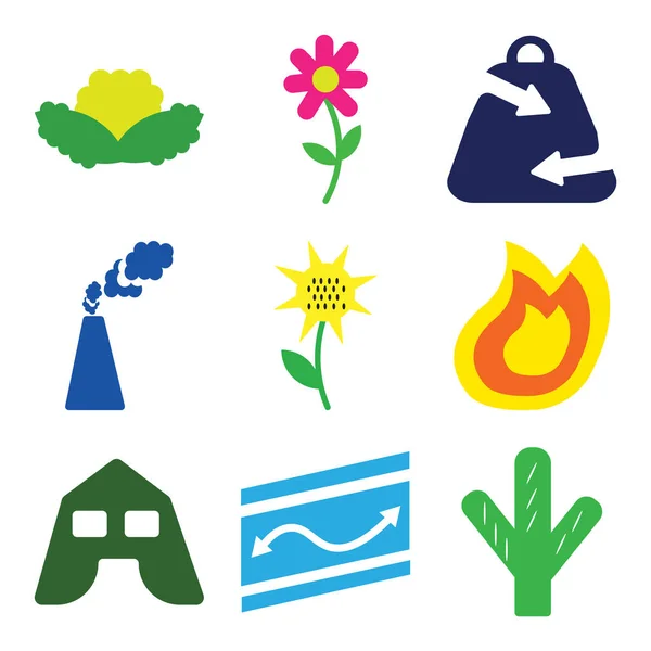 Conjunto de 9 iconos editables simples como cactus grandes, hoja de ruta plegada, tienda grande — Vector de stock