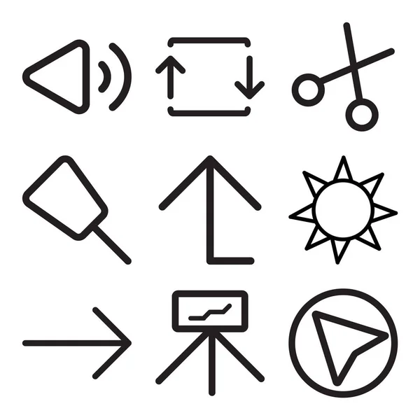 Conjunto de 9 iconos editables simples como Cursor, Presentación, Flecha derecha — Archivo Imágenes Vectoriales