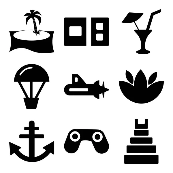 Conjunto de 9 ícones editáveis simples, como Teotihuacan, Big Binocoulars, Big Anchor — Vetor de Stock