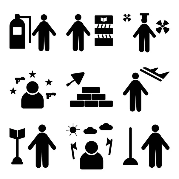 Conjunto de 9 iconos editables simples como fontanero, leñador, cirujano — Vector de stock