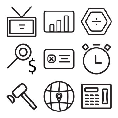 9 set Faks, dünya çapında, çekiç gibi basit düzenlenebilir simgeleri