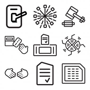 9 set takvim, oy, anlaşma gibi basit düzenlenebilir simgeleri