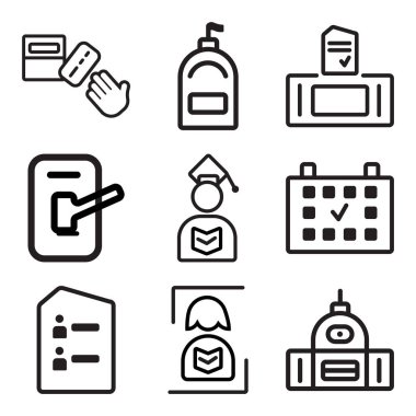 9 set Capitol, gazete, oy gibi basit düzenlenebilir simgeleri