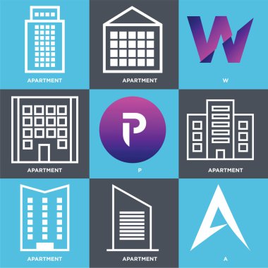 9 set gibi A, daire, daire basit düzenlenebilir simgeleri