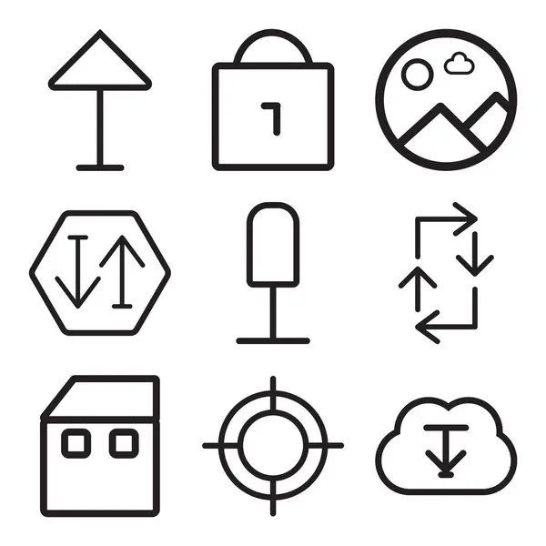 Set Of 9 simple editable icons such as Download, Web, Home — Stock Vector