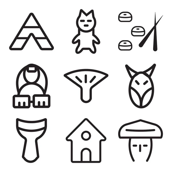 Set van 9 eenvoudige bewerkbare pictogrammen zoals hoed, Afrikaanse Djembe — Stockvector