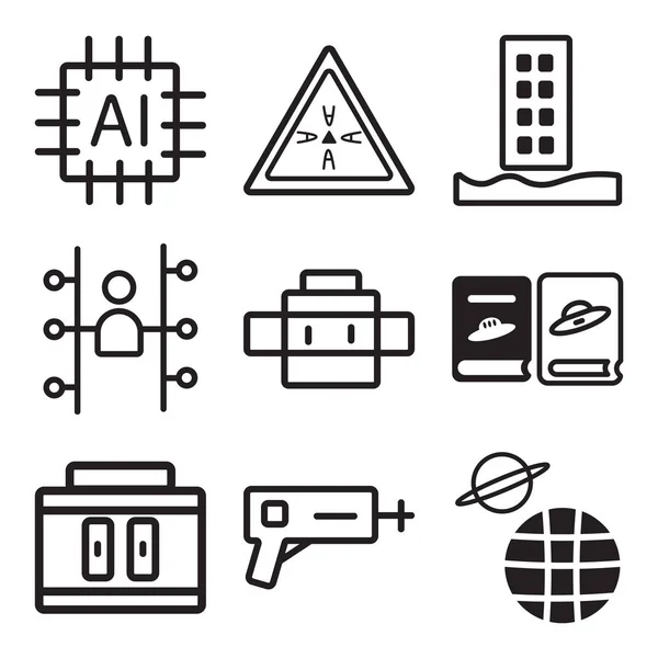 Conjunto de 9 ícones editáveis simples, como Planeta Terra, Blaster, Amostras — Vetor de Stock
