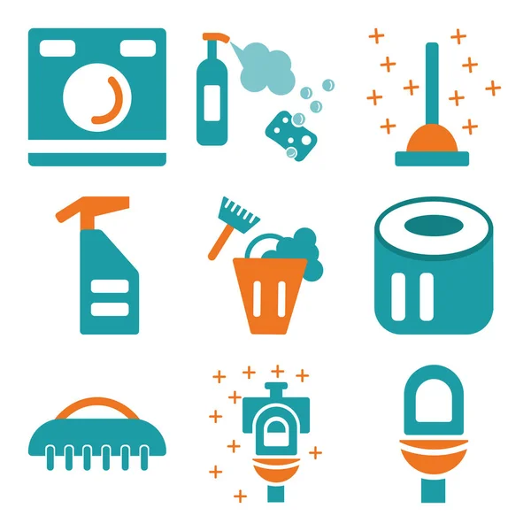 Set Of 9 simple editable icons such as Toilet, Toilet, Brush — Stock Vector