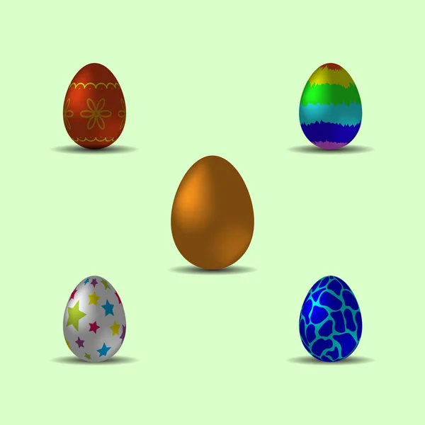 Conjunto Brilhante Multicolorido Realista Easter Eggs Mesh Eps10 — Vetor de Stock