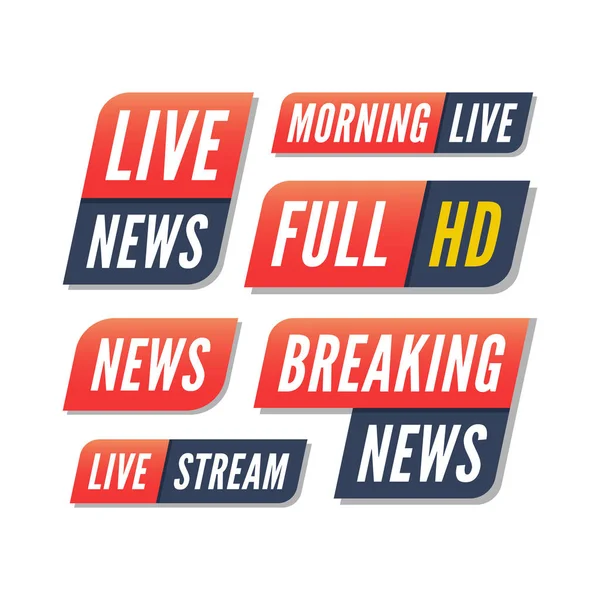 Uppsättning tv banners. brytande live nyheter logotyper — Stock vektor