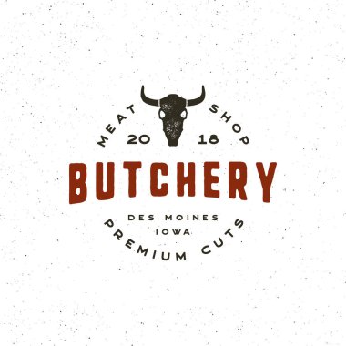 Vintage kasaplık logosunu görmeniz gerekir. Retro et Dükkanı amblemi tarz. vektör çizim