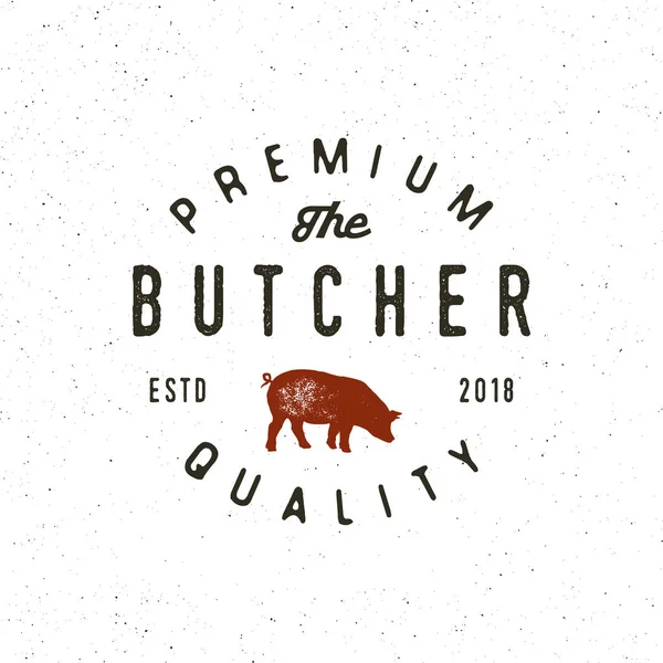 Logotipo de la carnicería vintage. emblema de la tienda de carne estilo retro. ilustración vectorial — Vector de stock
