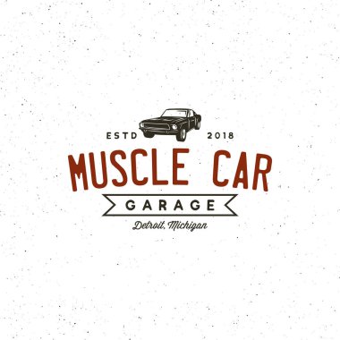 Vintage kas araba garaj logosunu görmeniz gerekir. vektör çizim