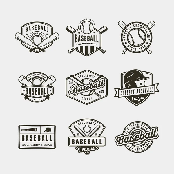 Conjunto de logotipos de béisbol vintage. ilustración vectorial — Vector de stock