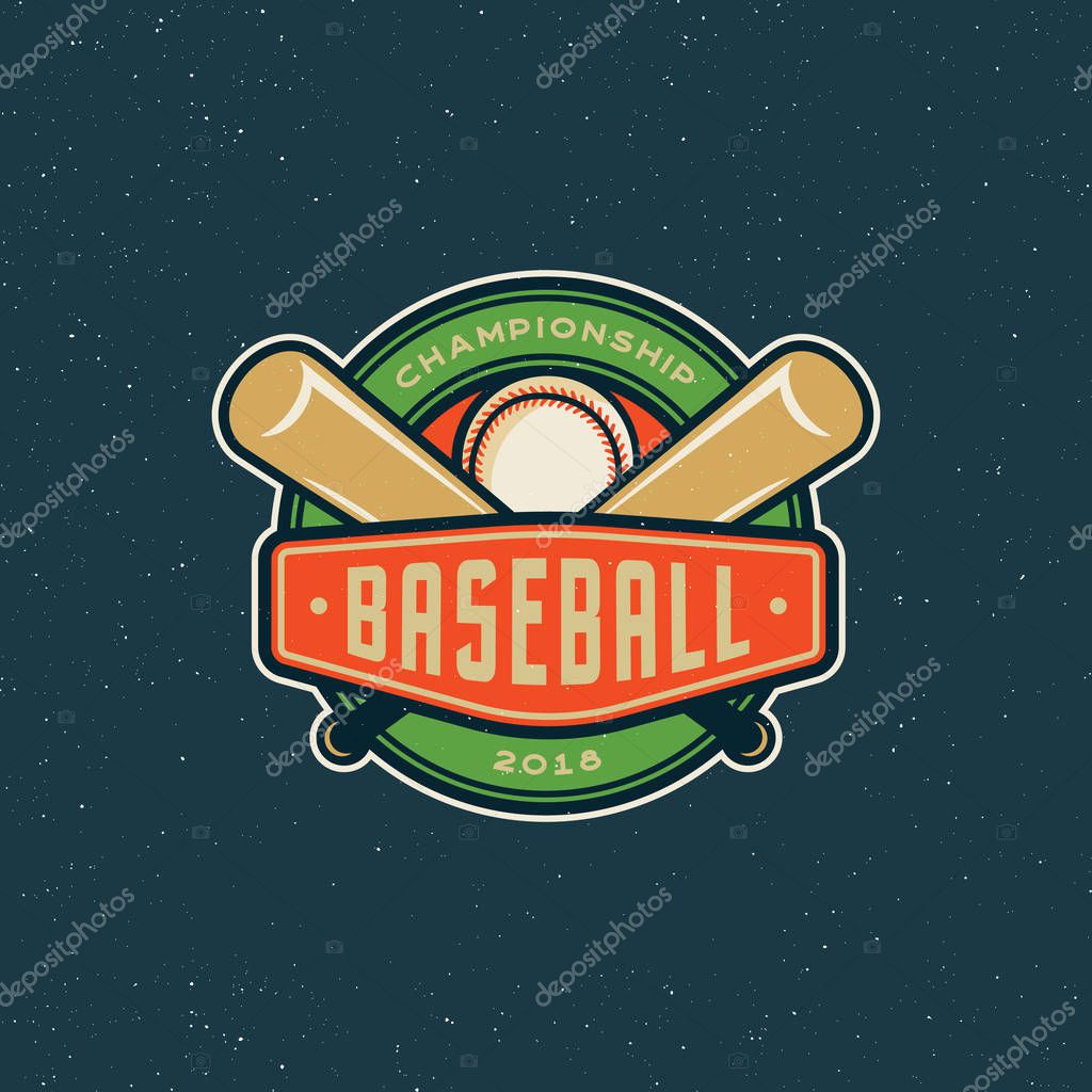 Vintage baseball logo. retro styled sport emblem, badge, design element, logotype template. vector illustration