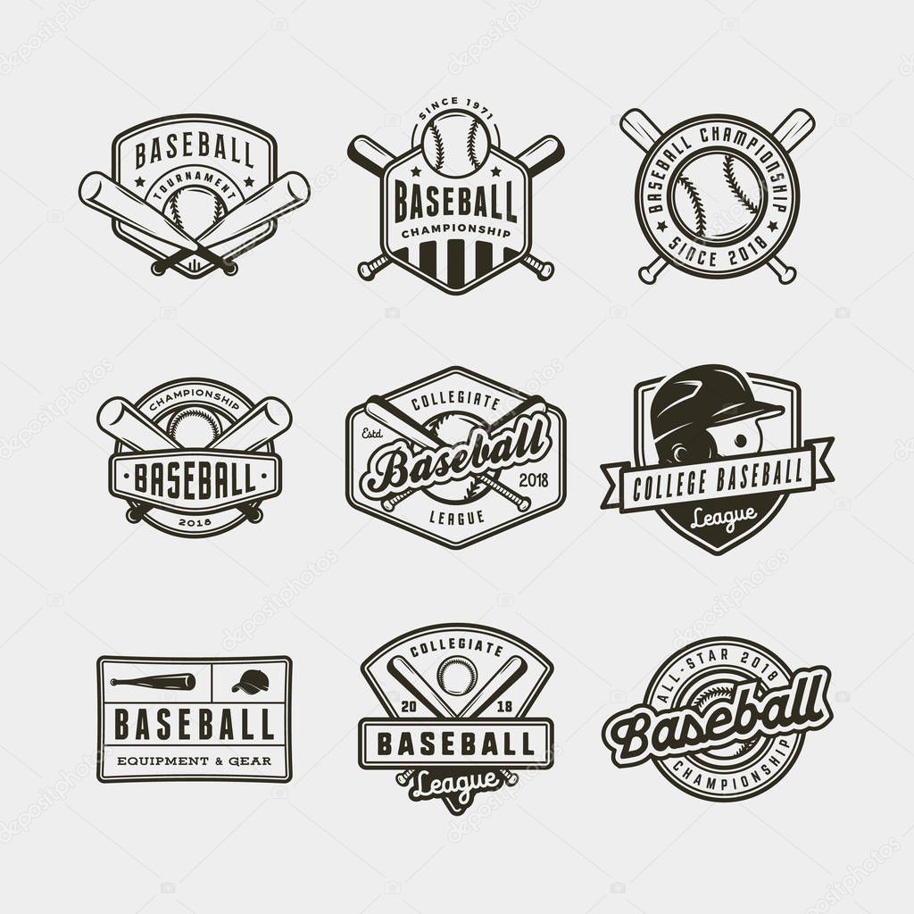 Set of vintage baseball logos. vector illustration — Stock Vector