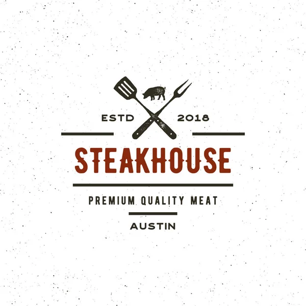 Vintage steak house logo. retro styled grill restaurant emblem. vector illustration — Stock Vector