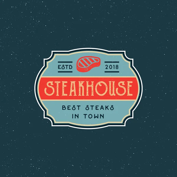 Logotipo da casa de bife vintage. retro estilo grill restaurante emblema. ilustração vetorial —  Vetores de Stock