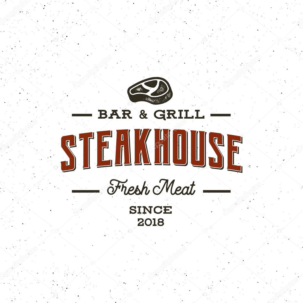 vintage steak house logo. retro styled grill restaurant emblem. vector illustration