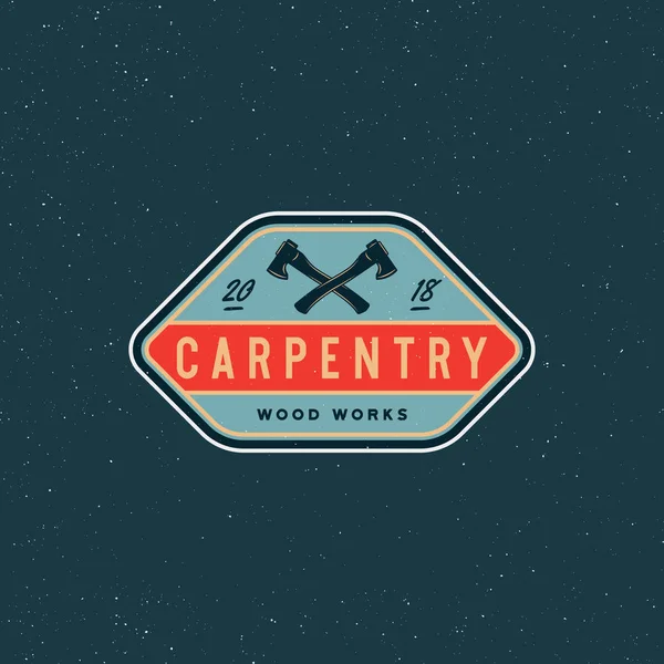 Logotipo de carpintería vintage. emblema de obras de madera de estilo retro. ilustración vectorial — Vector de stock